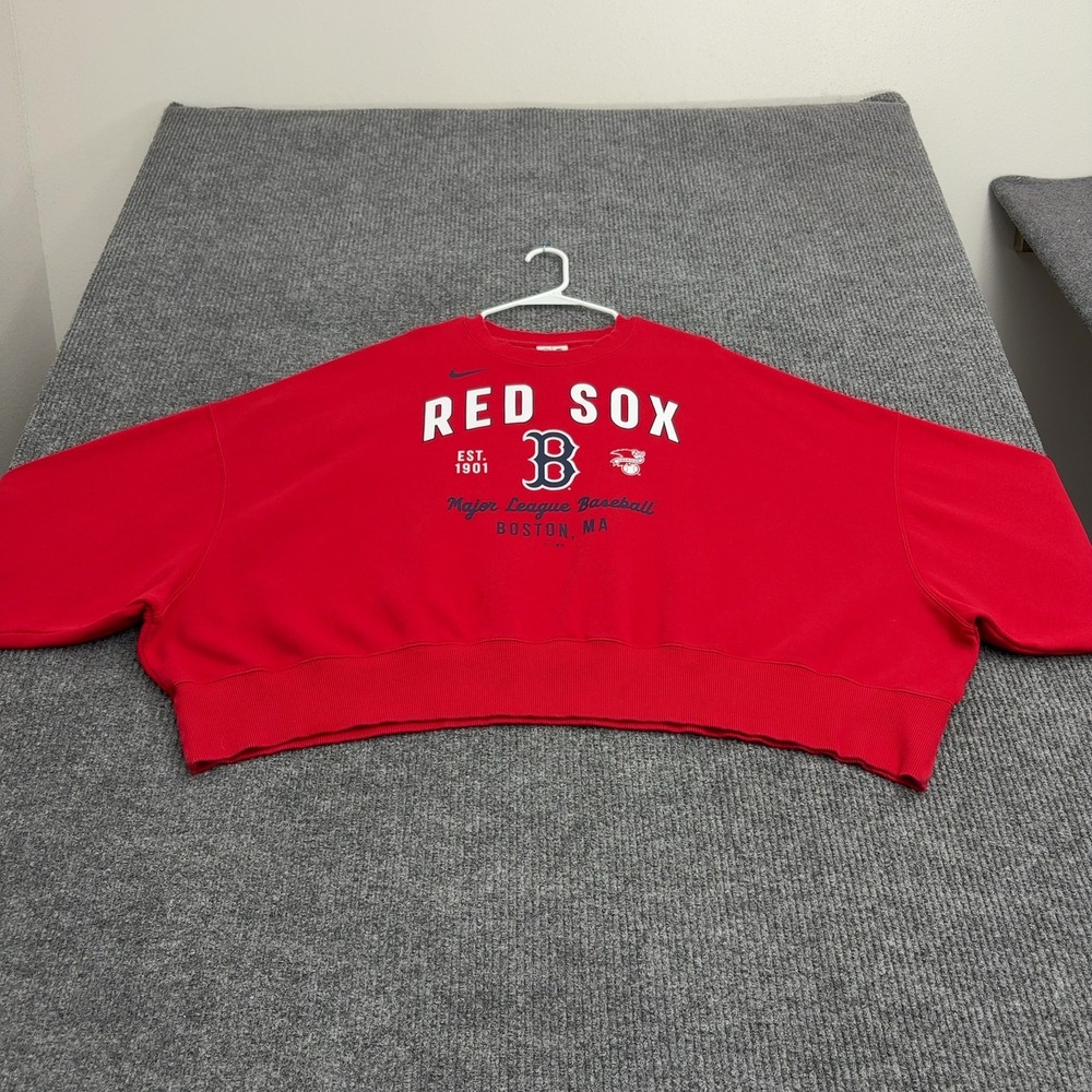 Boston Red Sox Nike Sweatshirt Womens XXL Red Cotton Oversized Cropped Style